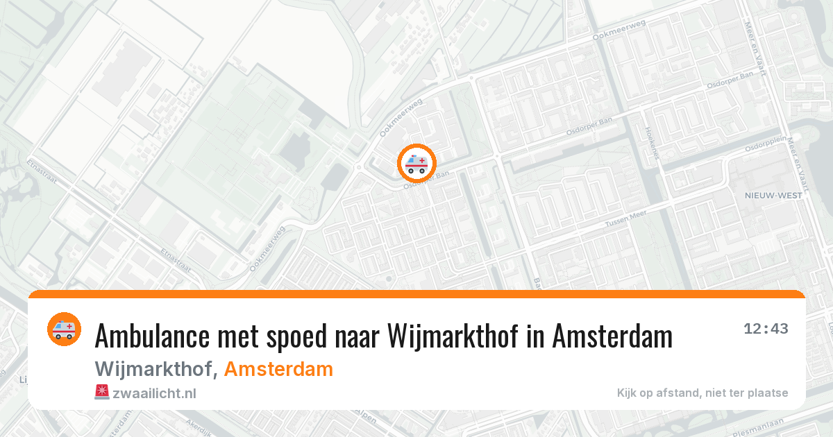 Ambulance met spoed naar Wijmarkthof in Amsterdam — 14 aug 2026