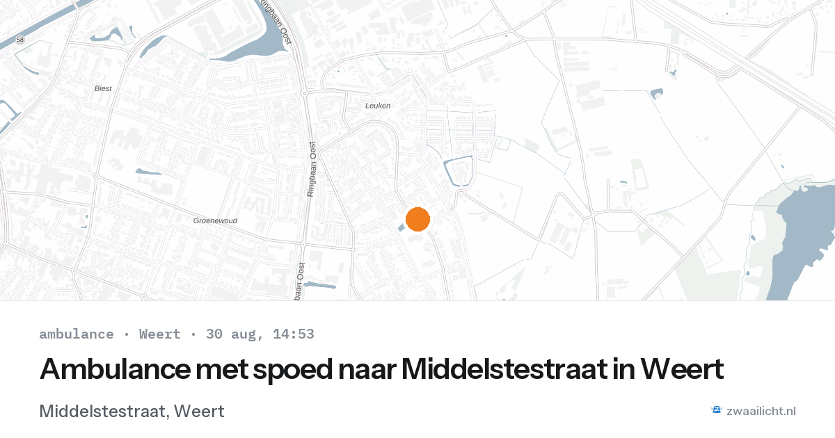 Ambulance met spoed naar Middelstestraat in Weert — 30 aug 2026