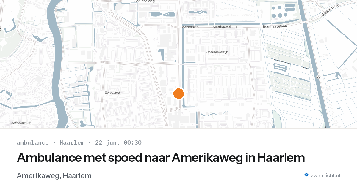 Ambulance met spoed naar Amerikaweg in Haarlem — 21 jun 2026