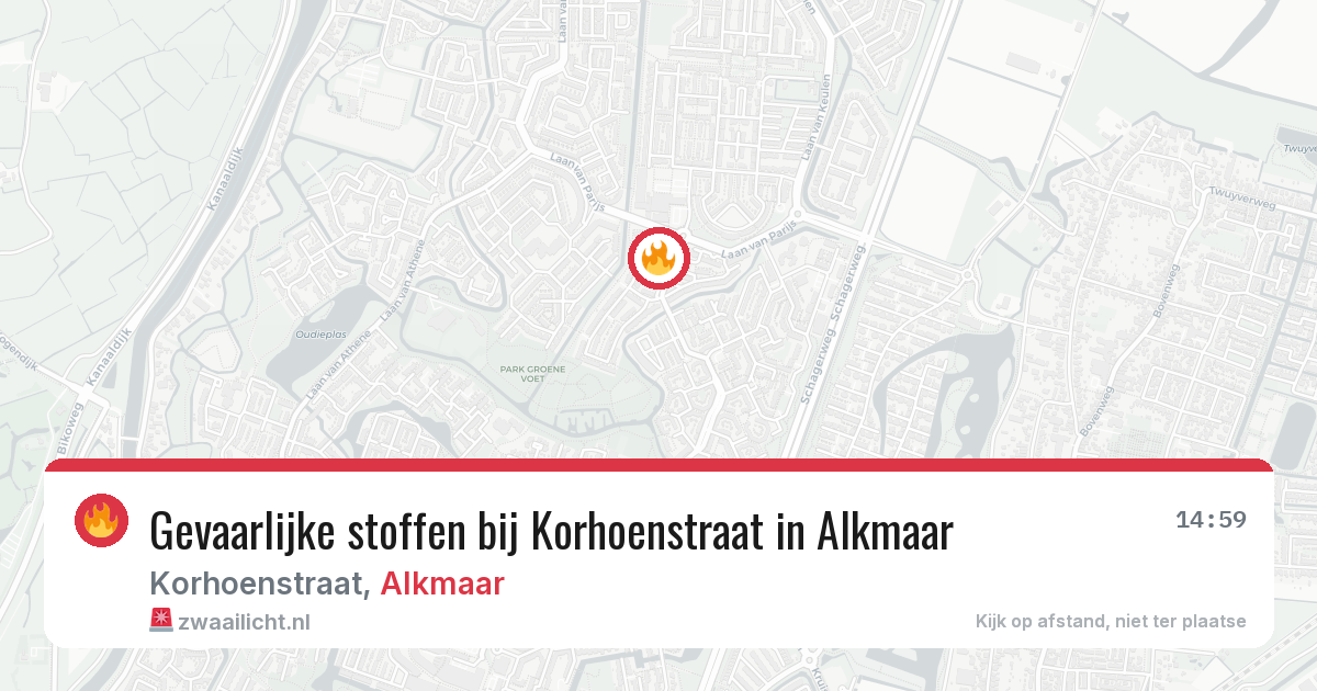 Gevaarlijke stoffen bij Korhoenstraat in Alkmaar — 13 aug 2026