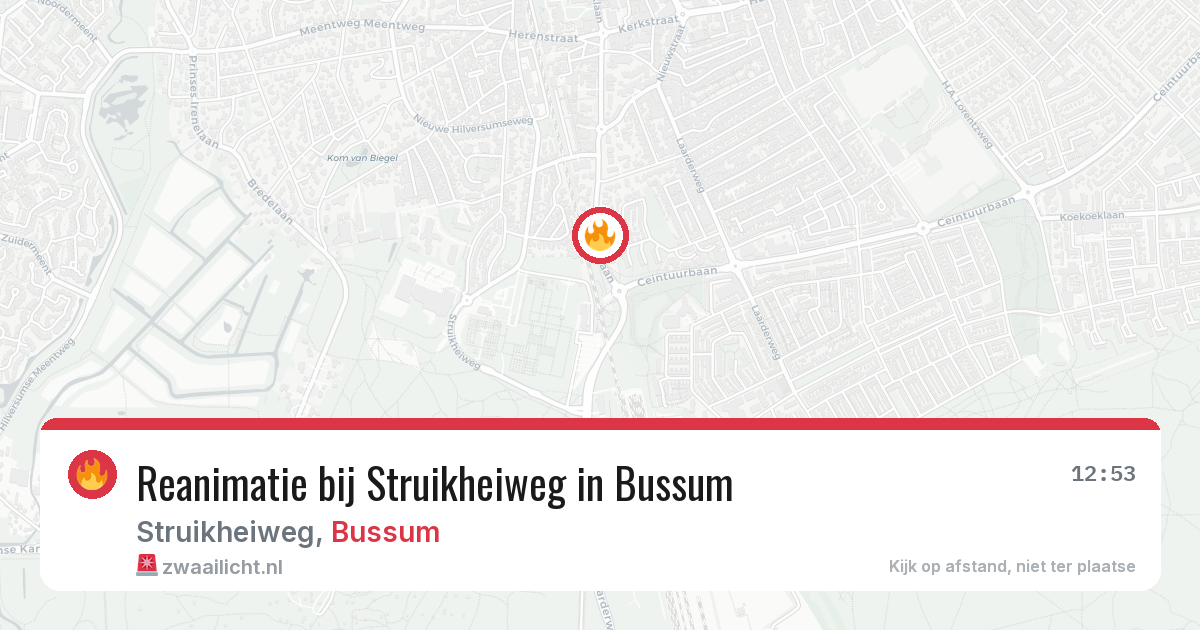 Reanimatie bij Struikheiweg in Bussum — 15 mei 2026