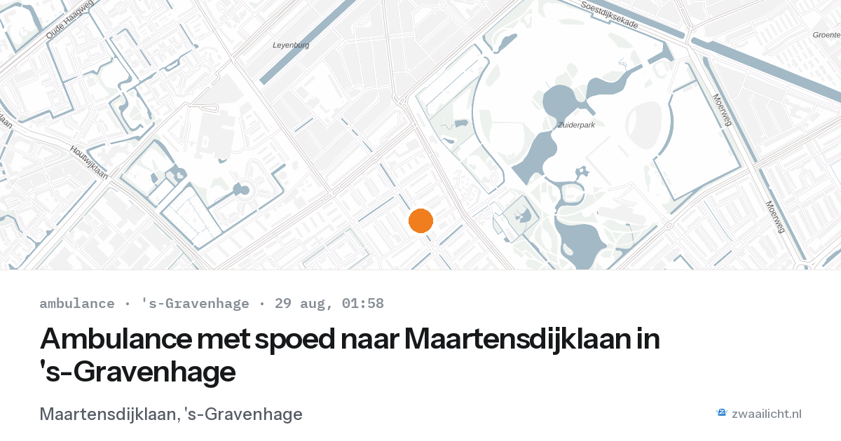 Ambulance met spoed naar Maartensdijklaan in 's-Gravenhage — 28 aug 2026