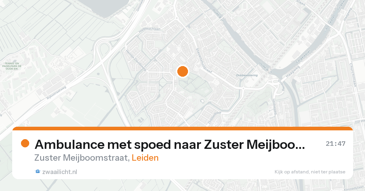 Ambulance met spoed naar Zuster Meijboomstraat in Leiden — 15 aug 2026