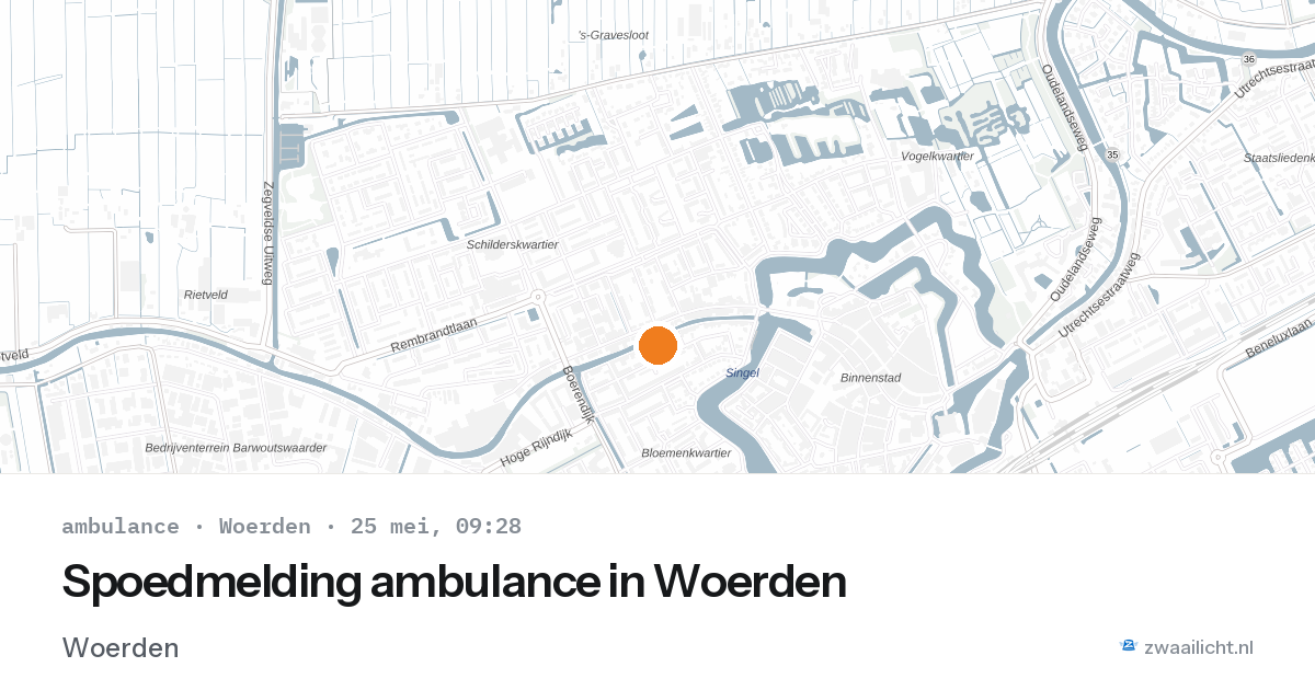 Spoedmelding ambulance in Woerden — 25 mei 2026