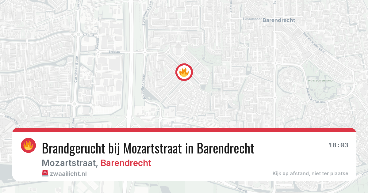 Brandgerucht bij Mozartstraat in Barendrecht — 7 aug 2026