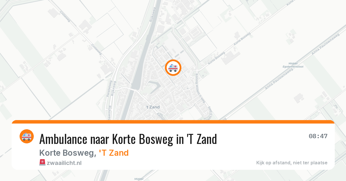 Ambulance naar Korte Bosweg in 'T Zand — 1 aug 2026