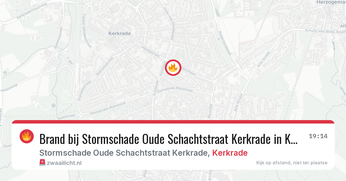 Brand bij Stormschade Oude Schachtstraat Kerkrade in Kerkrade — 22 jun 2026