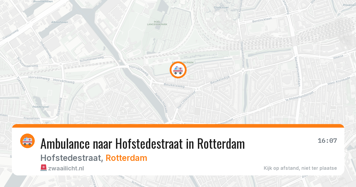 Ambulance naar Hofstedestraat in Rotterdam — 16 mei 2026