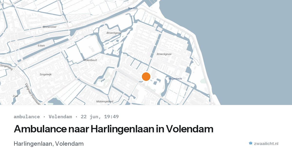 Ambulance naar Harlingenlaan in Volendam — 22 jun 2026