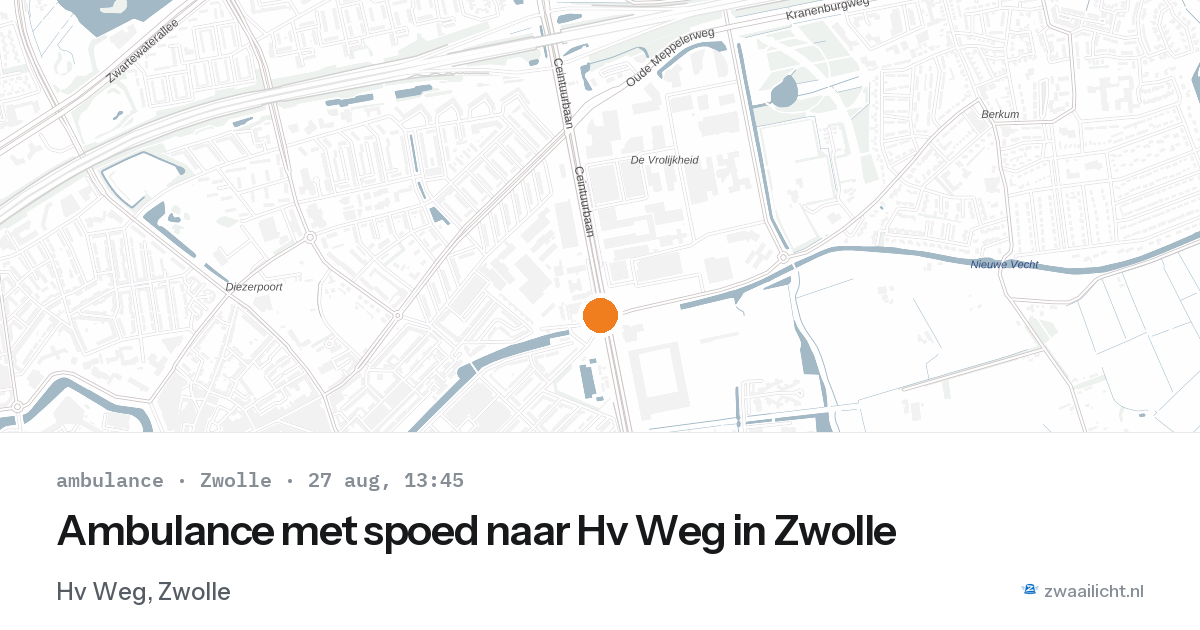 Ambulance met spoed naar Hv Weg in Zwolle — 27 aug 2026