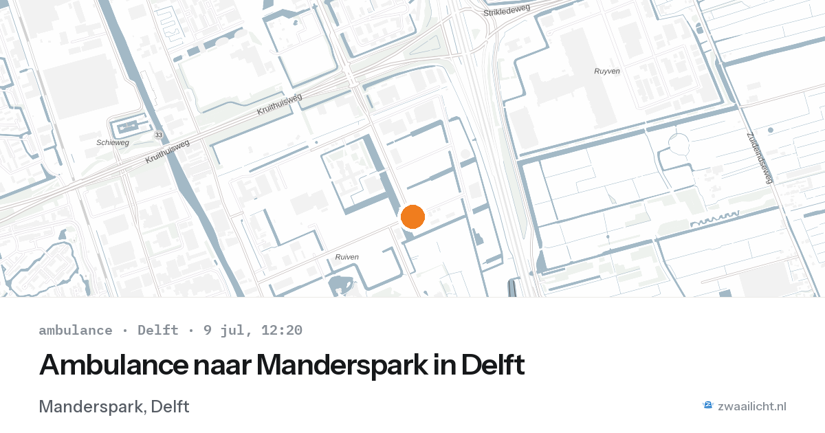 Ambulance naar Manderspark in Delft — 9 jul 2026