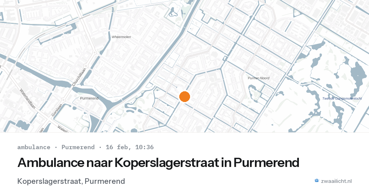 Ambulance naar Koperslagerstraat in Purmerend — 16 feb 2026