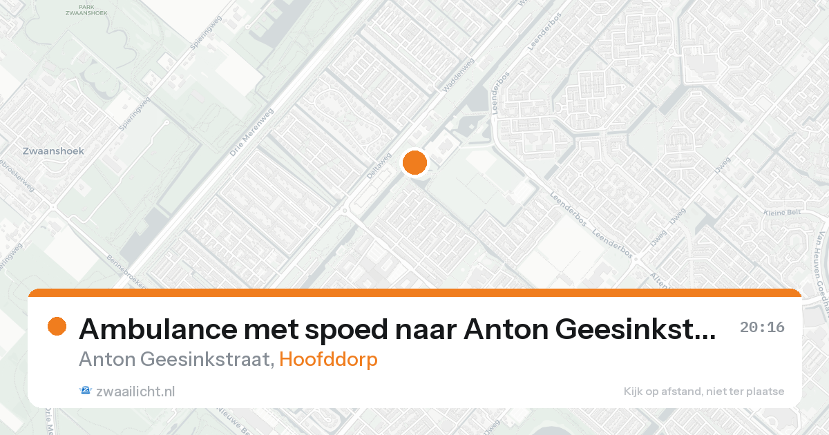 Ambulance met spoed naar Anton Geesinkstraat in Hoofddorp — 18 aug 2026