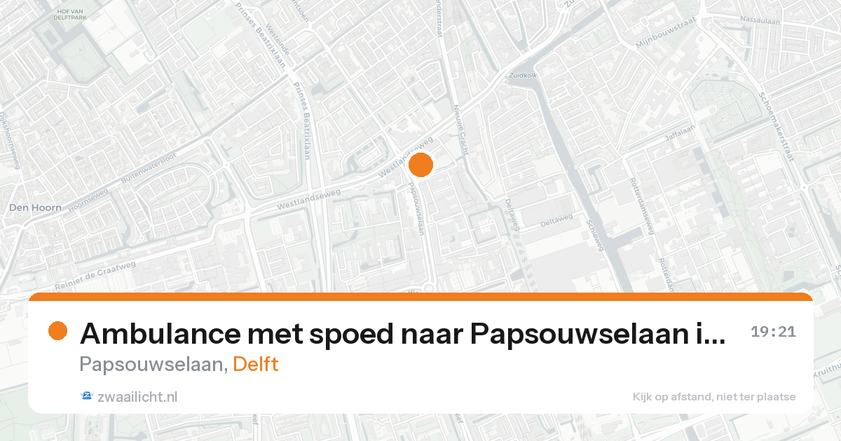 Ambulance met spoed naar Papsouwselaan in Delft — 17 aug 2026