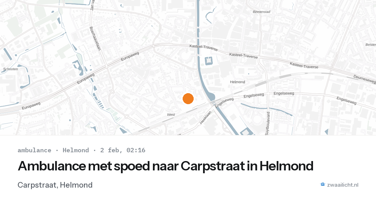 Ambulance met spoed naar Carpstraat in Helmond — 2 feb 2026