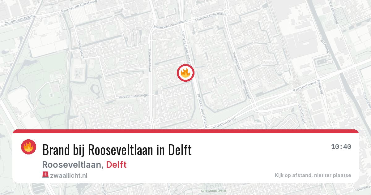 Brand bij Rooseveltlaan in Delft — 29 mei 2026