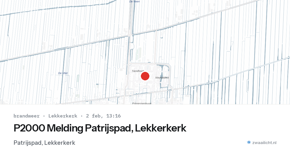 P2000 Melding Patrijspad, Lekkerkerk — 2 feb 2026