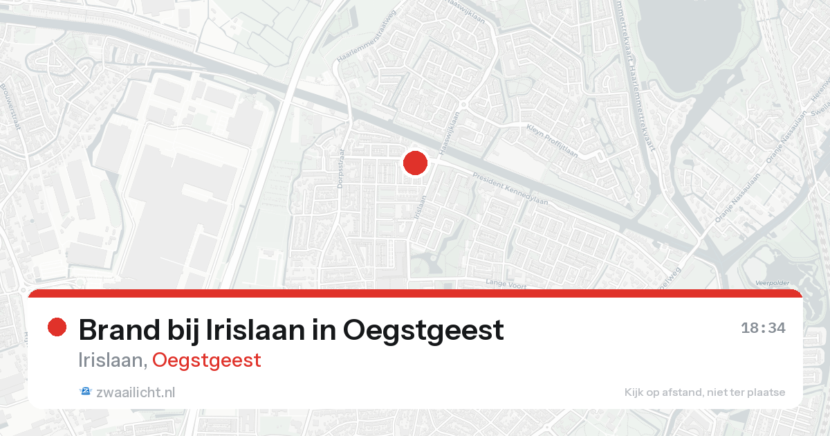 Brand bij Irislaan in Oegstgeest — 19 aug 2026