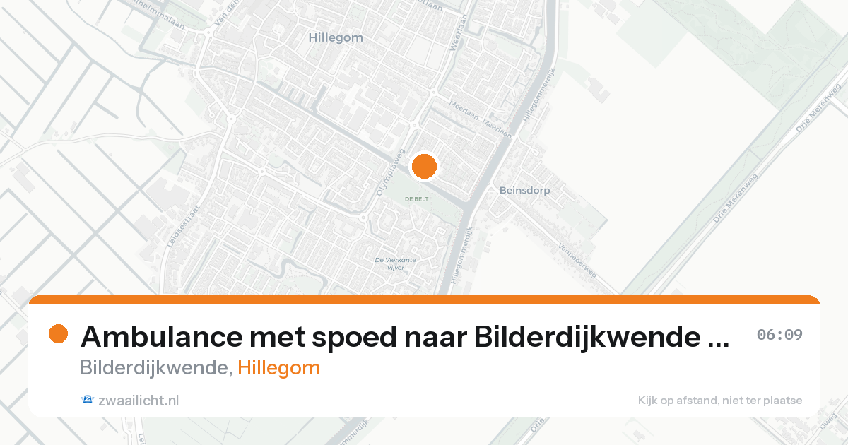 Ambulance met spoed naar Bilderdijkwende in Hillegom — 17 aug 2026