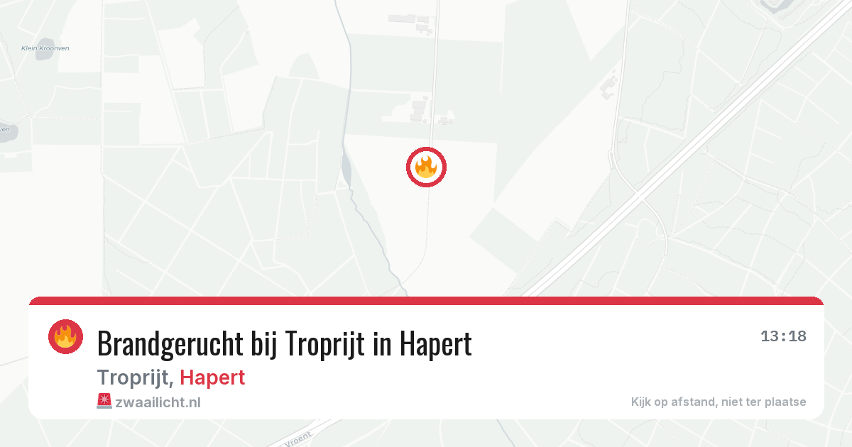 Brandgerucht bij Troprijt in Hapert — 7 aug 2026