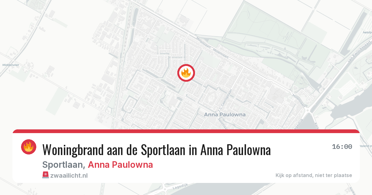 Woningbrand aan de Sportlaan in Anna Paulowna — 29 jun 2026
