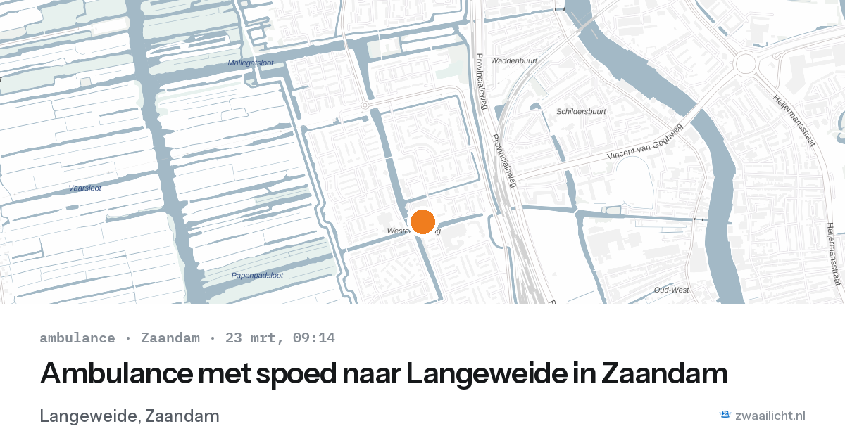 Ambulance met spoed naar Langeweide in Zaandam — 23 mrt 2026