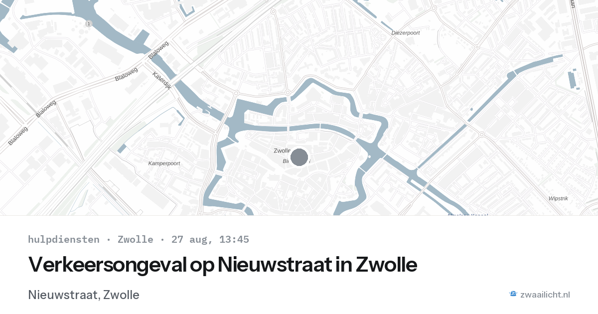 Verkeersongeval op Nieuwstraat in Zwolle — 27 aug 2026
