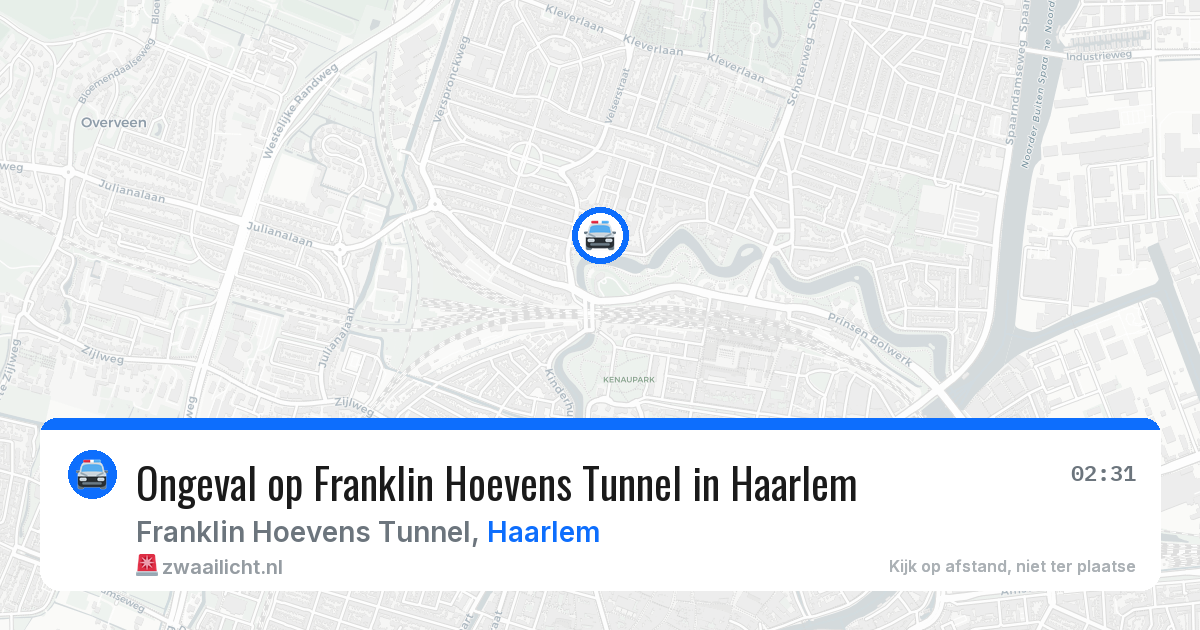 Ongeval op Franklin Hoevens Tunnel in Haarlem — 19 jul 2026