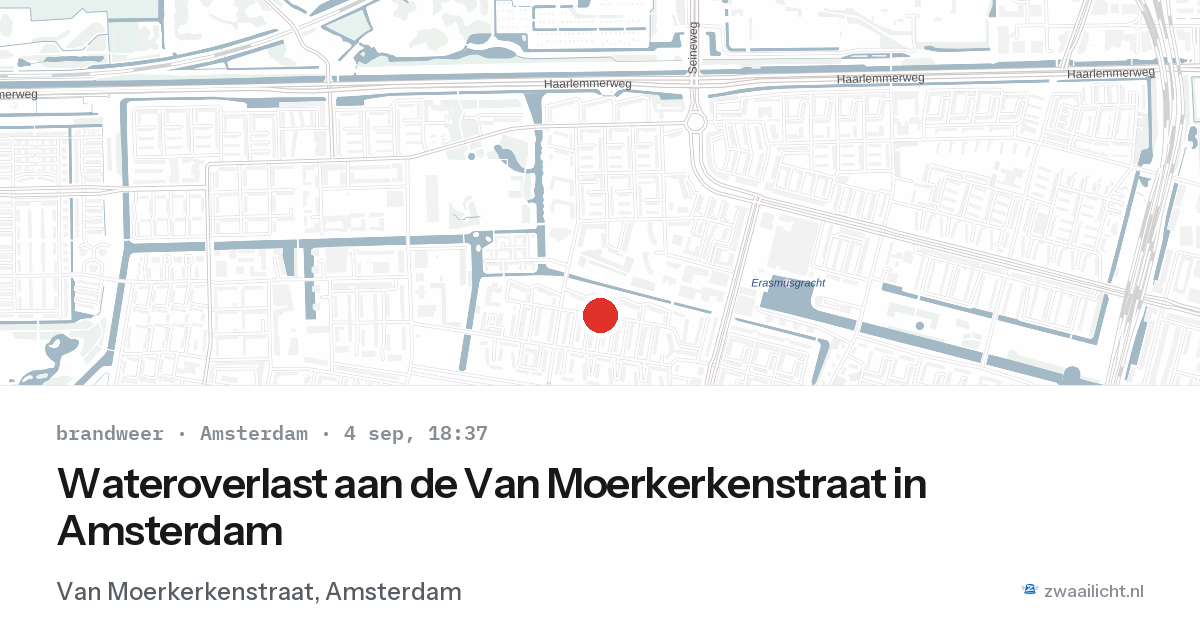 Wateroverlast aan de Van Moerkerkenstraat in Amsterdam — 4 sep 2026