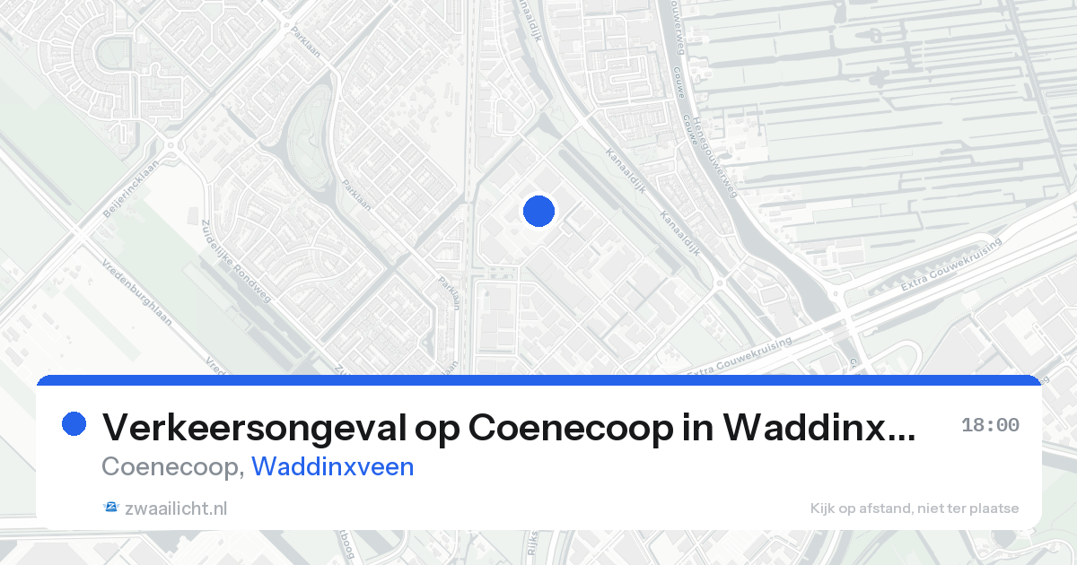 Verkeersongeval op Coenecoop in Waddinxveen — 18 aug 2026