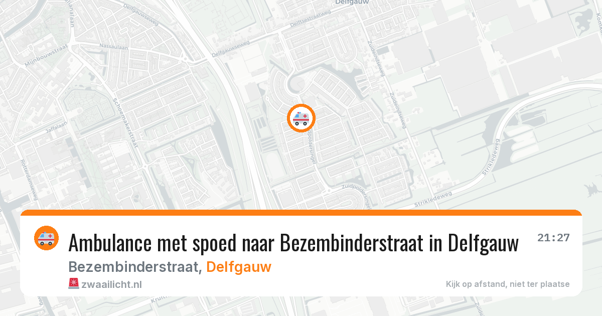 Ambulance met spoed naar Bezembinderstraat in Delfgauw — 26 apr 2026