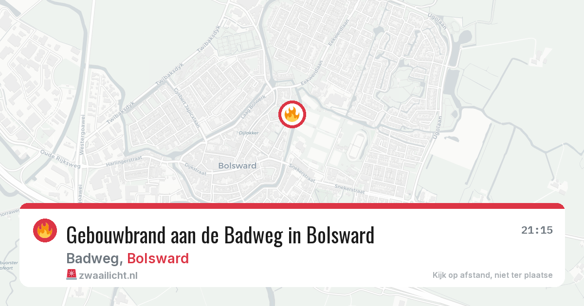 Gebouwbrand aan de Badweg in Bolsward — 28 mei 2026