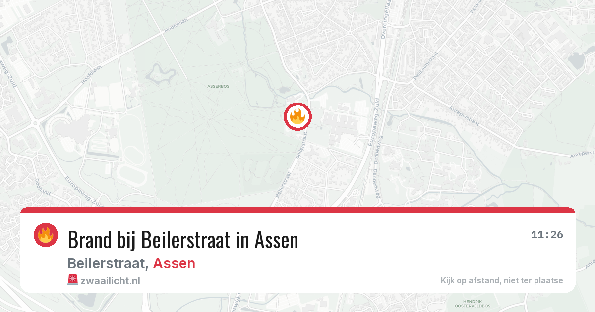 Brand bij Beilerstraat in Assen — 13 aug 2026