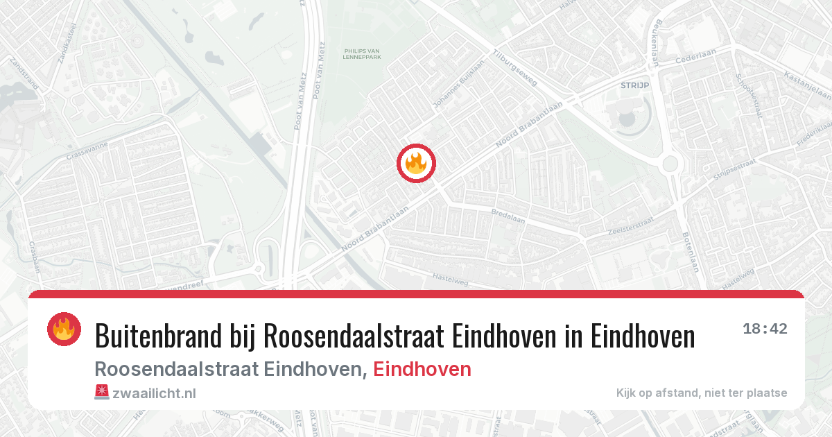 Buitenbrand bij Roosendaalstraat Eindhoven in Eindhoven — 6 aug 2026