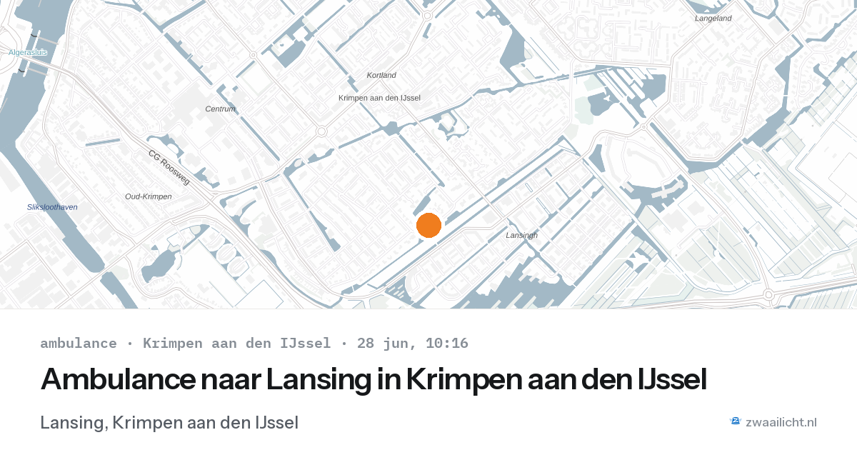 Ambulance naar Lansing in Krimpen aan den IJssel — 28 jun 2026