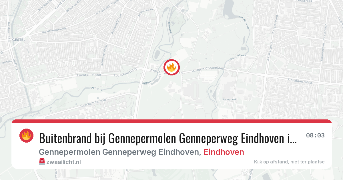 Buitenbrand bij Gennepermolen Genneperweg Eindhoven in Eindhoven — 17 jul 2026