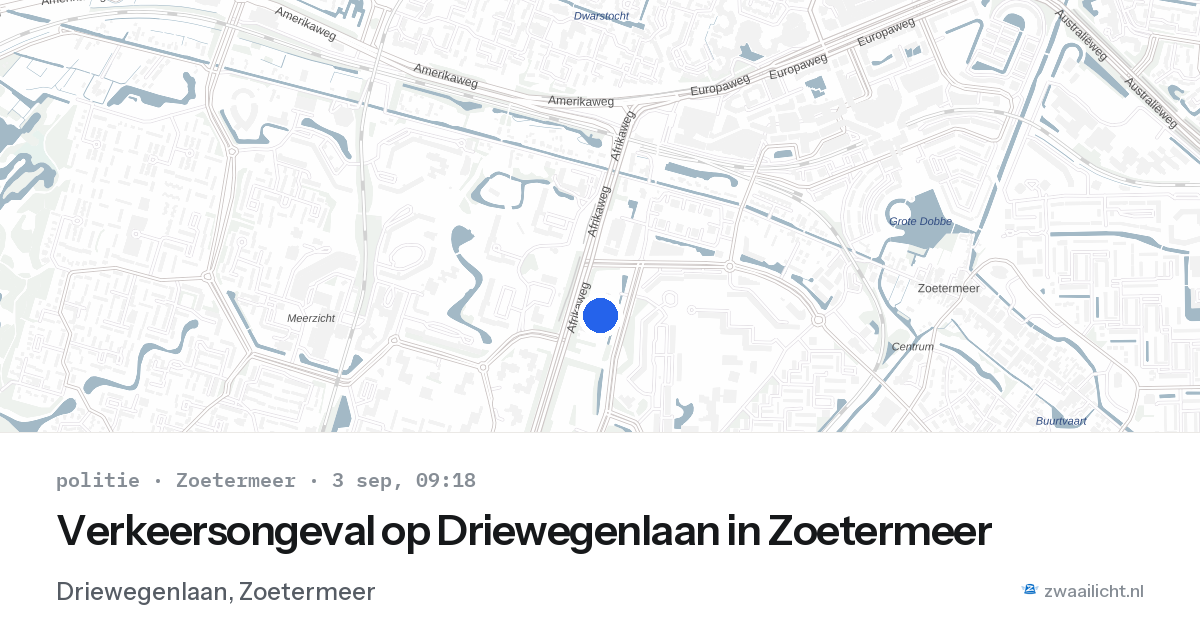 Verkeersongeval op Driewegenlaan in Zoetermeer — 3 sep 2026