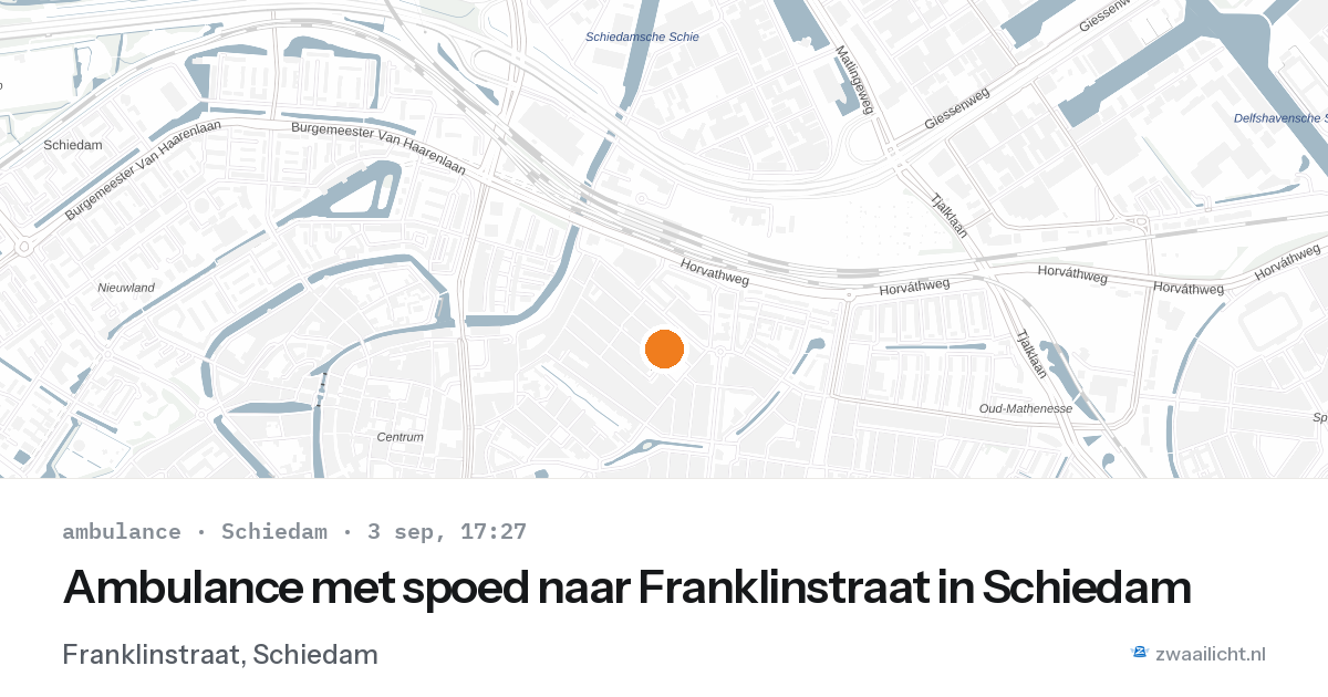 Ambulance met spoed naar Franklinstraat in Schiedam — 3 sep 2026