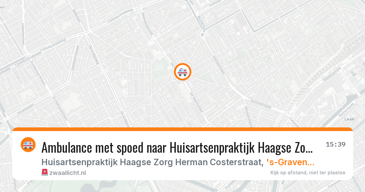 Ambulance met spoed naar Huisartsenpraktijk Haagse Zorg Herman Costerstraat in 's-Gravenhage — 8 feb 2026