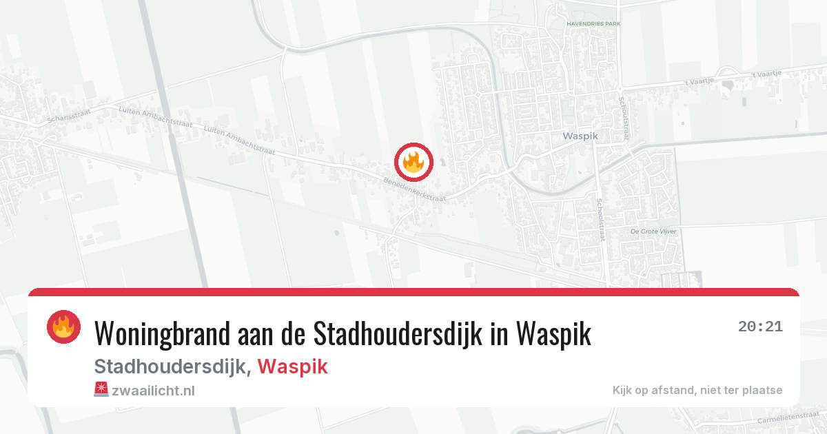 Woningbrand aan de Stadhoudersdijk in Waspik — 13 mei 2026