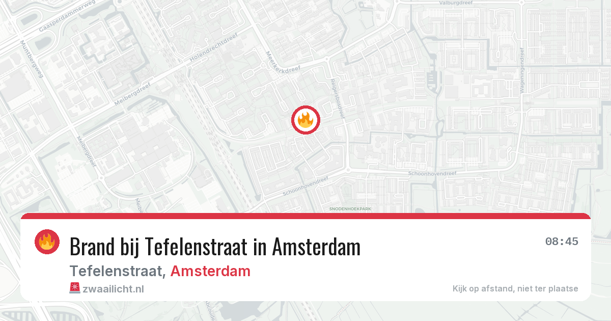 Brand bij Tefelenstraat in Amsterdam — 2 aug 2026