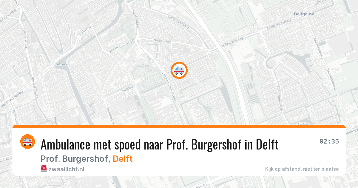 Ambulance met spoed naar Prof. Burgershof in Delft — 19 mei 2026