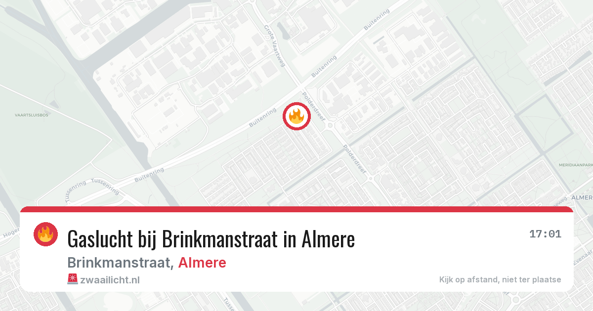 Gaslucht bij Brinkmanstraat in Almere — 9 aug 2026