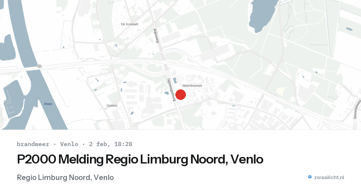 P2000 Melding Regio Limburg Noord, Venlo — 2 feb 2026