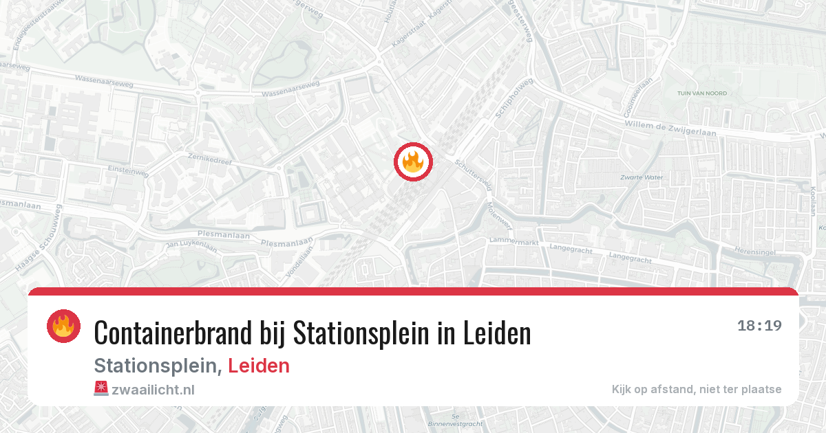 Containerbrand bij Stationsplein in Leiden — 14 aug 2026