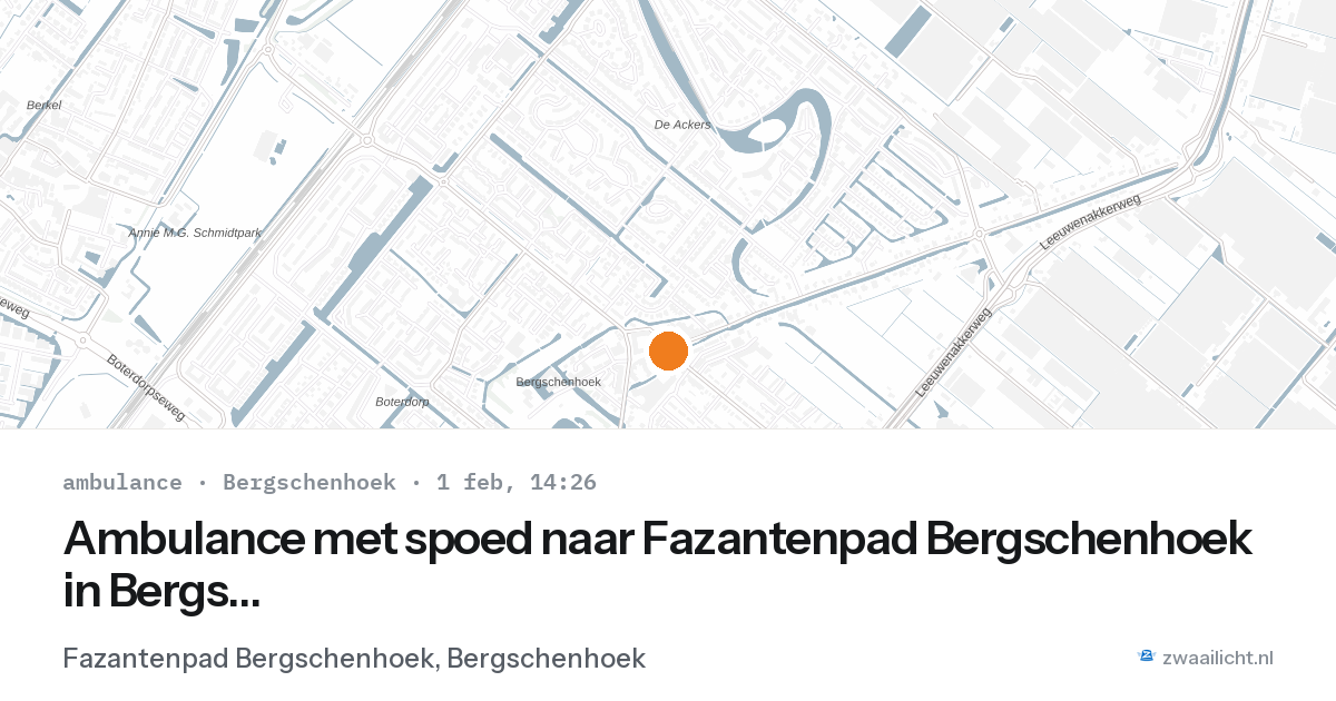 Ambulance met spoed naar Fazantenpad Bergschenhoek in Bergschenhoek — 1 feb 2026