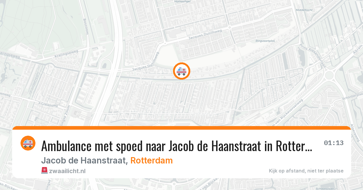 Ambulance met spoed naar Jacob de Haanstraat in Rotterdam — 8 aug 2026