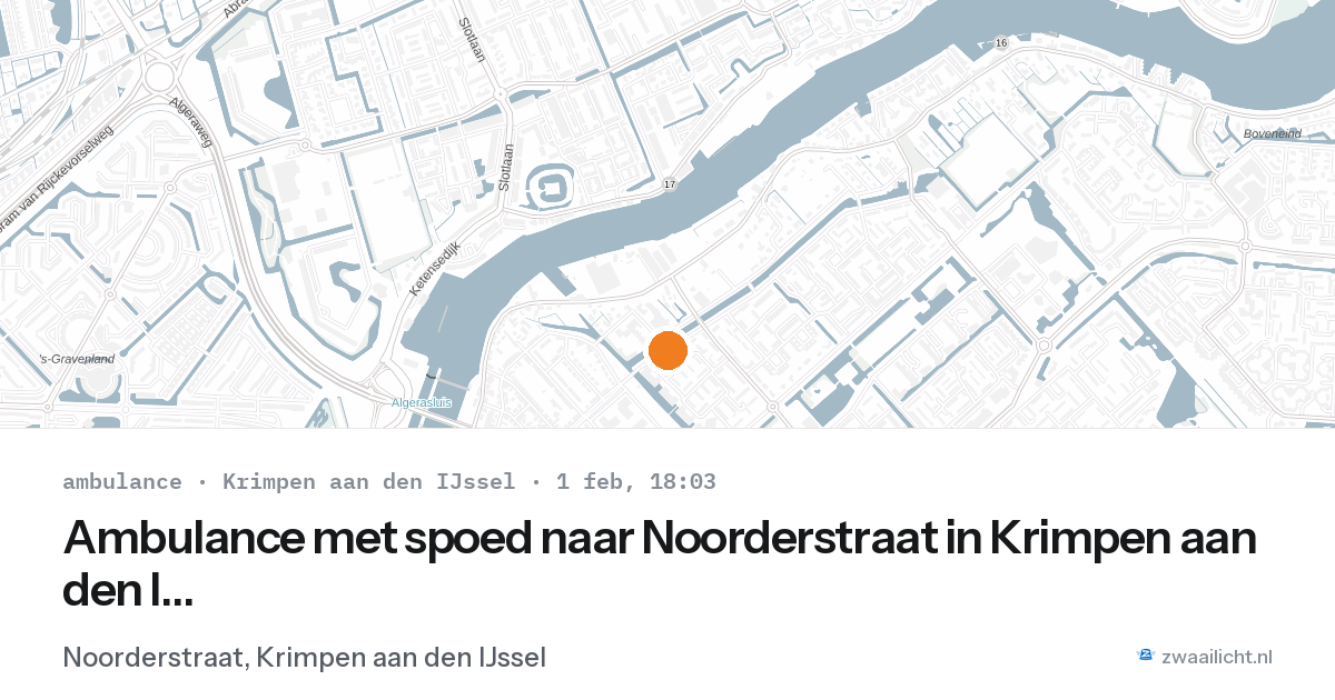 Ambulance met spoed naar Noorderstraat in Krimpen aan den IJssel — 1 feb 2026