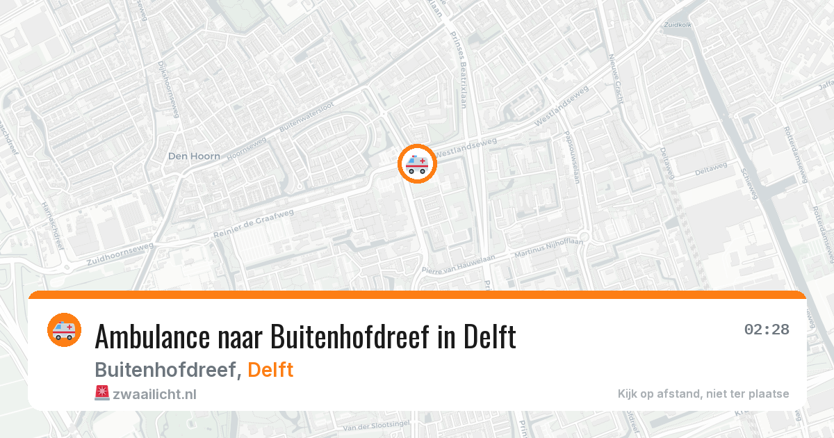 Ambulance naar Buitenhofdreef in Delft — 8 aug 2026