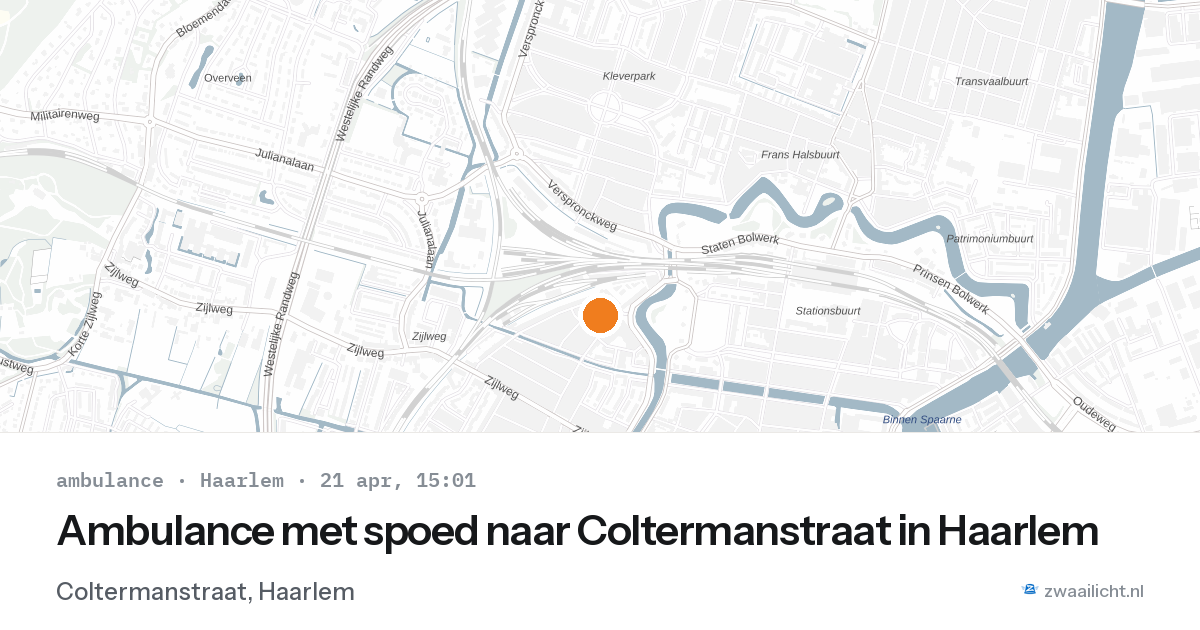 Ambulance met spoed naar Coltermanstraat in Haarlem — 21 apr 2026